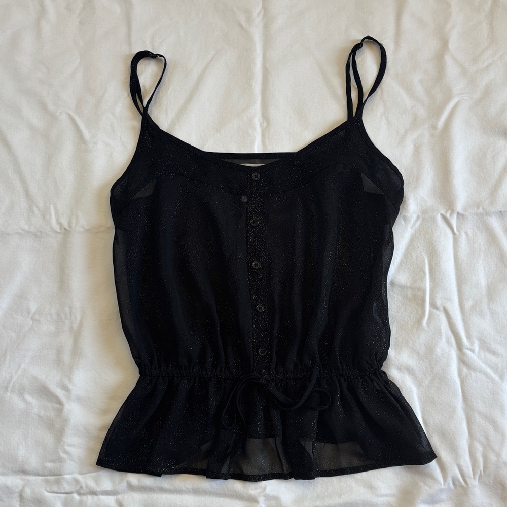 Black & Gold Elegant Peplum Black Women's Top